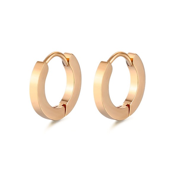 18K Rose Gold Plated Hoop Earrings*High Gloss Design*Dainty Minimalist*ML - Picture 2 of 2